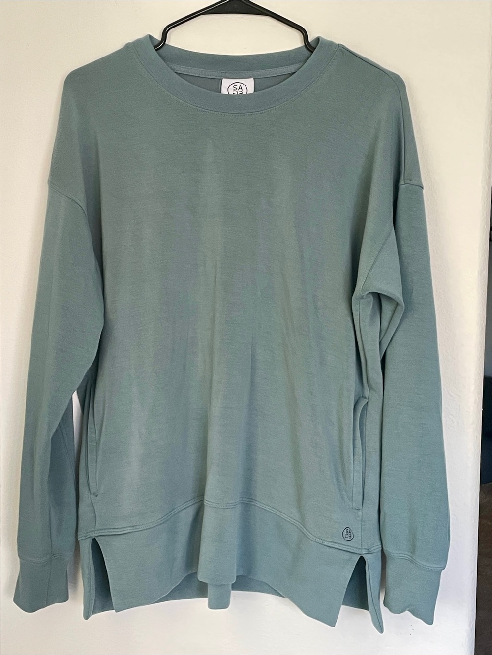 Sage Collective Super Soft Relaxed Tunic Sweatshirt w/ Pockets Teal Green small